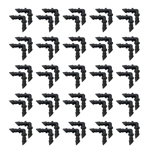 Dnyta 50pcs Drip Irrigation Barb Fittings PVC Drip Irrigation Fittings Fit for 1/4 Inch Irrigation Tubing Drip Line Irrigation Tubing Connector for Plant Drip Or Yard Spray Irrigation