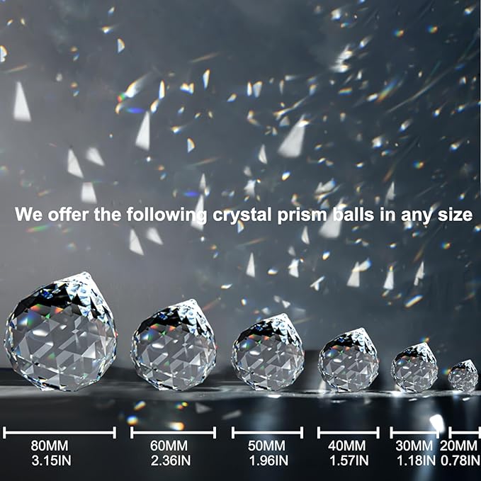 MerryNine 6 Pcs 30mm Clear Crystal Ball Prism Sun Shine Catcher Rainbow Pendants Maker, Hanging Crystals Prisms for Windows, for Feng Shui, for Gift (1.18"/30mm 6Pack)