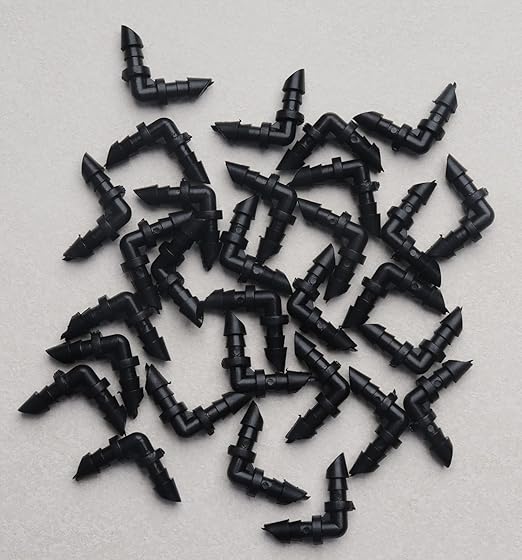 Sowaka 30 Pcs Drip Irrigation Fittings Kit Black 1/4 Inch Tube End Goof Hole Plugs Irrigation Stoppers for Drip Systems Home Garden Lawn Supplies (Elbow)