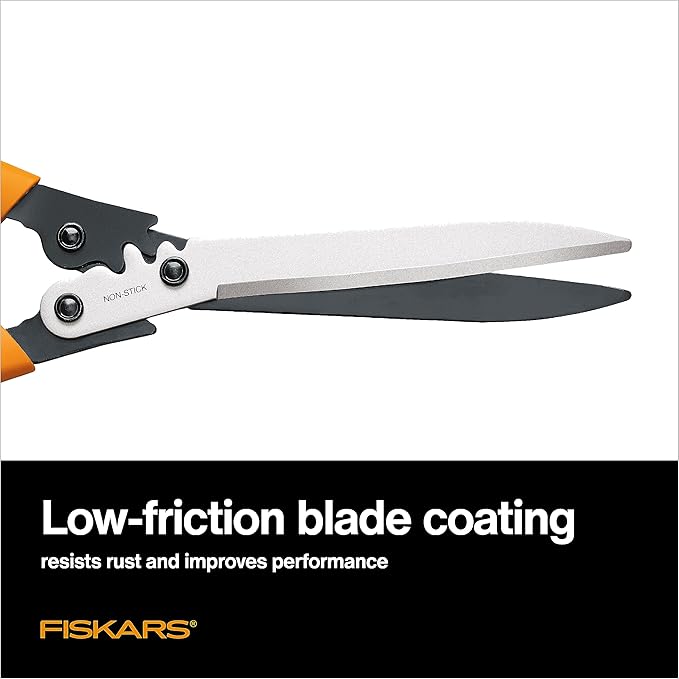 Fiskars 23-Inch Hedge Shears, Bush Trimmer with PowerGear2 Technology that Multiplies Power for Less Effort, SoftGrip Handles with Shock-Absorbing Bumpers