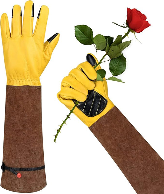 Womens Gardening Weeding Working Gloves, Leather Garden Glove for Women Thorn Proof No Stab for Digging, Planting,Pruning