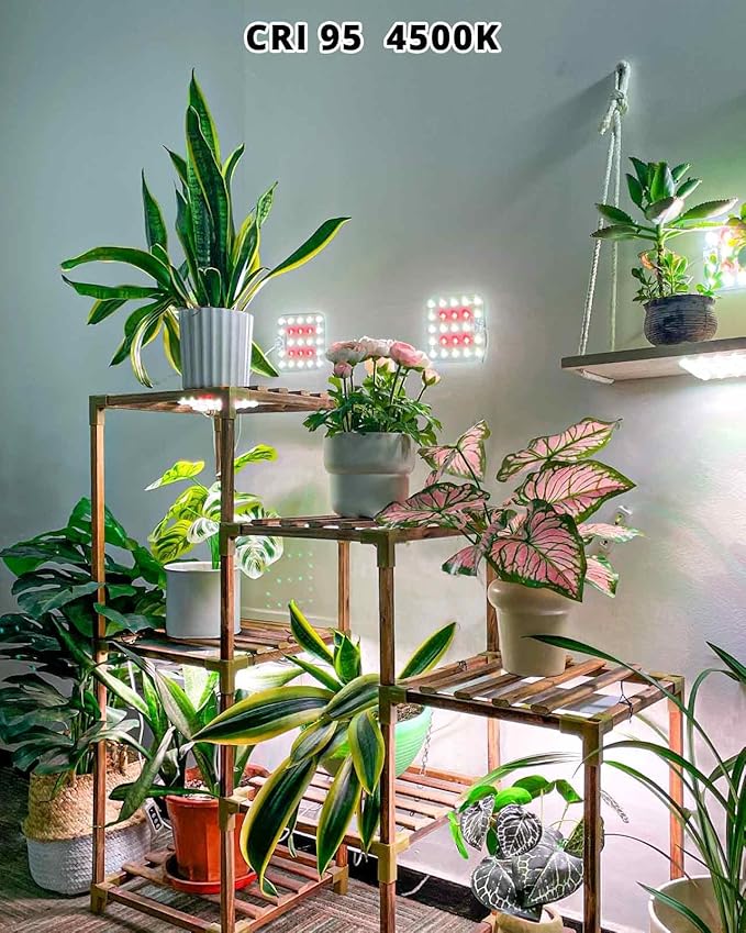 DOMMIA Grow Lights for Indoor Plants, 4500K Coolwhite for Shelves with 6/12/16H Timer, 4 Dimmable Full Spectrum with Optical Lens, USB Plant Lights for Indoor Growing(No Adapters)