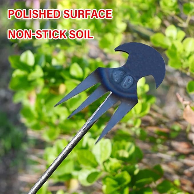 Amposei Weeding Artifact Uprooting Weeding Tool, Multifunctional Weeder, Hand Weeder Tool, Stand Up Weed Puller Tool with Handle for Garden Yard Farm Weed Removal (20in, Metal 2PCS)