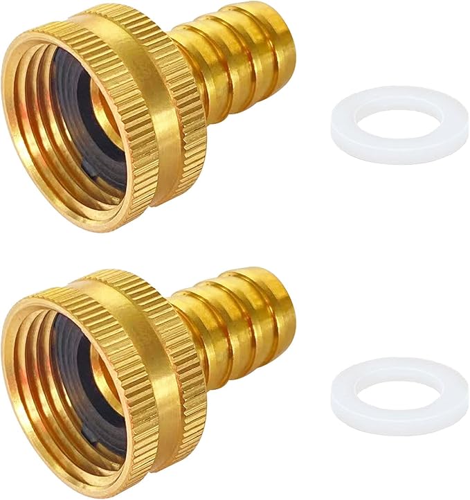 Garden Hose Adapter 5/8" Drip Irrigation Tubing to Faucet/ - Reusable Connector Fittings for Most Rain Bird, Orbit, Dig, Toro 5/8 Hose Barb x 3/4" (F) GHT Garden Extension Repair Fitting 2PCS