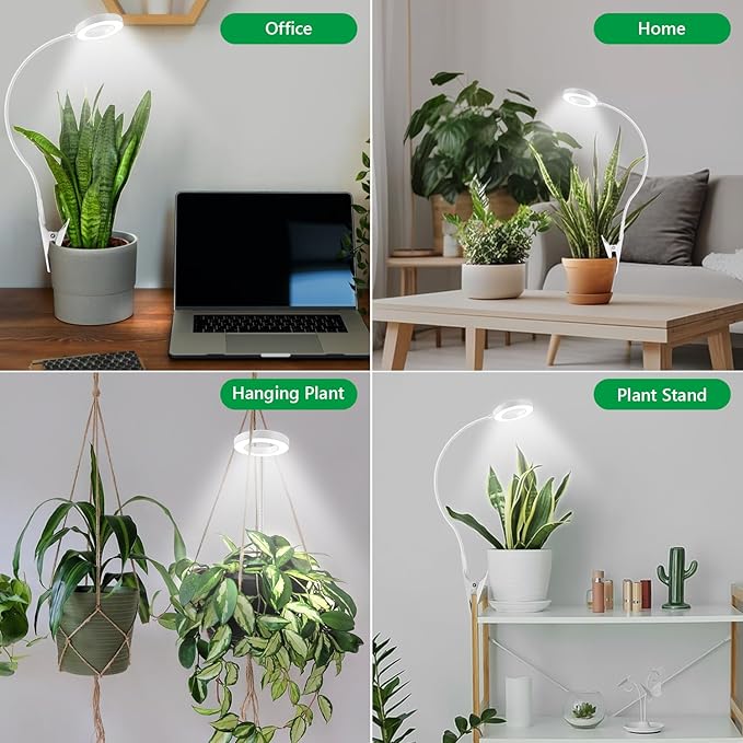 Plant Light for Indoor Plants, Clip on Plant Lights for Indoor Growing Full Spectrum, Halo Plant Grow Light 3 Pack with 360° Gooseneck, 6/12/16H Timer, 3 Light Modes for Small Plants