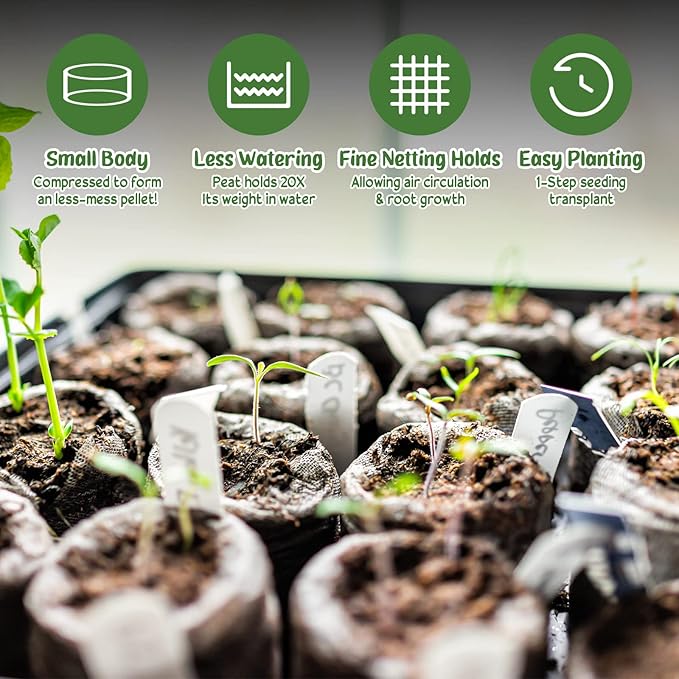 Legigo 200 Pcs 50mm Seed Starter Peat Pellets Pods for Seedlings- Compressed Seed Starting Pellets Seed Starter Pods Plugs Soil Peat Pods for Starting Seeds, Garden Planting Herb Flower Vegetables