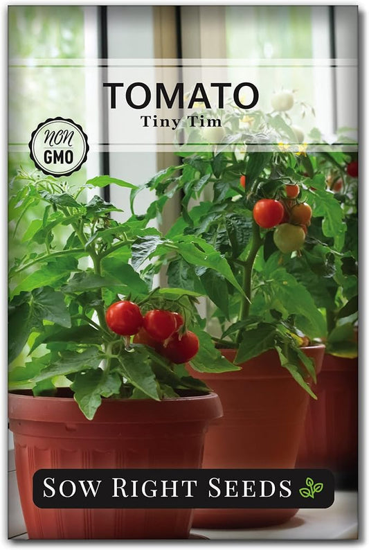 Sow Right Seeds - Tiny Tim Tomato Seeds for Planting - Non-GMO Heirloom Packet with Instructions to Plant and Grow an Outdoor Home Vegetable Garden - Perfect Container Variety - Gardening Gift (1)