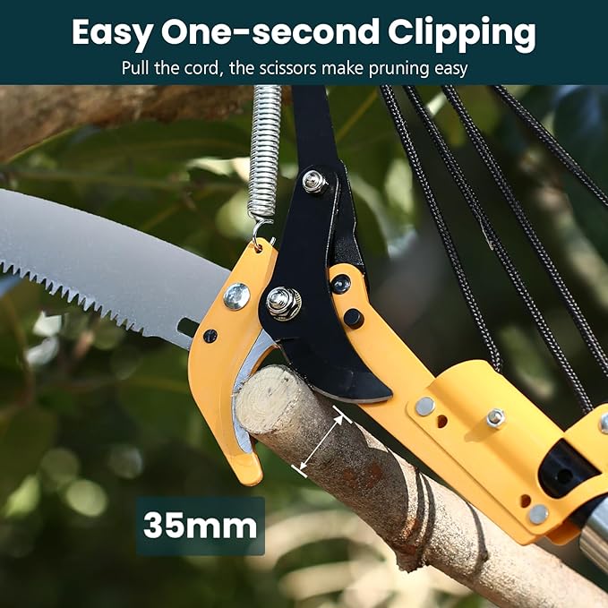 Manual Pole Saws for Tree Trimming 27 FT, [Ultra Sturdy] Tree Trimmers Long Handle Pruner with Thickened Saw Blade and Scissor, Palm Tree Trimmer for Backyard and Garden, Branch Cutter Pole Saw