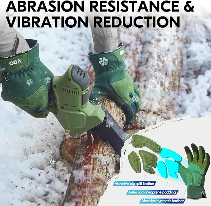 Vgo... Winter Gardening Gloves Women,Safety Work Gloves, Puncture-proof,Thornproof,Touchscreen(1 Pair,M,Green,SL7471FLWP)