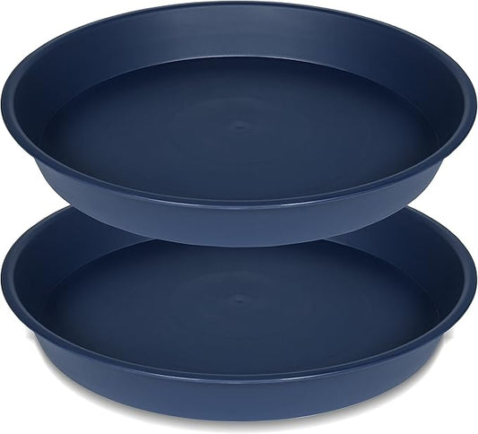 2 Pack of 16 17 inch Plant Saucer (15 inch Base), 2.3" Depth, Plant Trays for Pots, Plastic Plant Saucers for Indoors, Flower Pot Drip Trays for Planter (17", Blue)