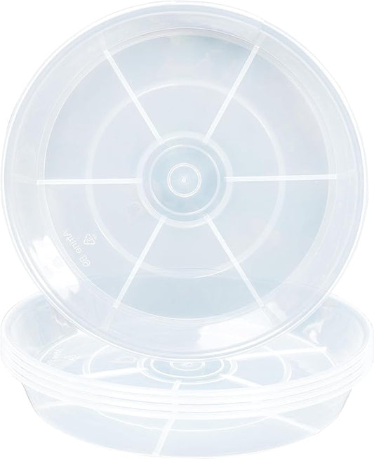 4 Pack Plant Saucer Drip Tray 17 inch, Plant Trays for Indoors No Holes, Heavy Sturdy Plastic Planter Pot Saucers for Garden, Plant Water Drip Trays for pots (17" 4Pack, Clear)