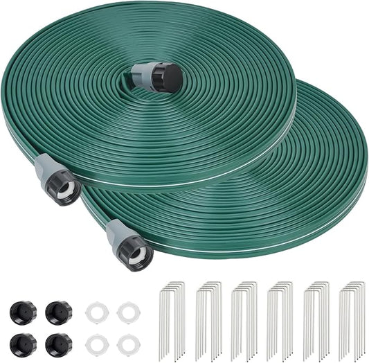 Sprinkler Soaker Hose 50ft 2Pack for Garden Lawn, Watering Hose with Holes, High-Efficiency Water-Saving Garden Irrigation System, Drip Hose Sprinkler