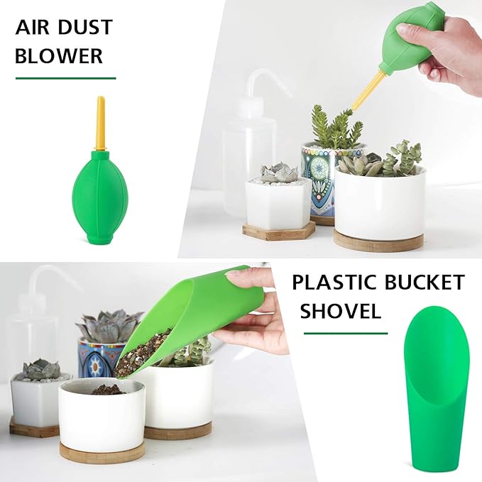 G GOOD GAIN Garden Succulent Kit with Organizer Bag, Indoor Mini Hand Gardening Tool Set, 14 Pieces Tools for Bonsai Planter Miniature Fairy Planting Care(Honeysuck)
