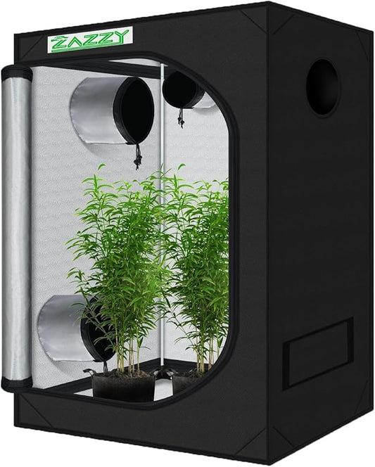 zazzy Grow Tent, 24"x36"x60" Hydroponic Grow Room Grow Tent Reflective Mylar Grow Tent with Window & Floor Tray for Indoor Plant Growing