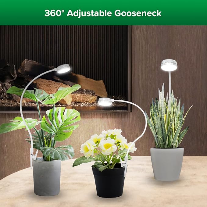 SANSI Grow Lights for Indoor Plants, ETL Listed Pot Clip LED Plant Lights for Indoor Growing, Full Spectrum, 4-Level Dimmable, Auto On Off 3 6 12 Hrs Timer for Small Plants,Garden Gift White 5V 6-Pack