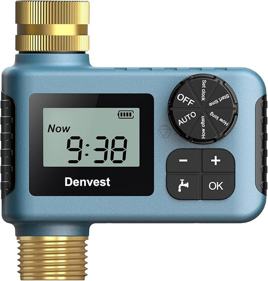 Hose Timer with Brass Inlet & Outlet, Water Timer for Garden Hose Faucet, Sprinkler Timer Outdoor, Irrigation Timer with Rain Delay/Manual for Garden/Outdoor Hose, Yard, Lawns, 1 Outlet