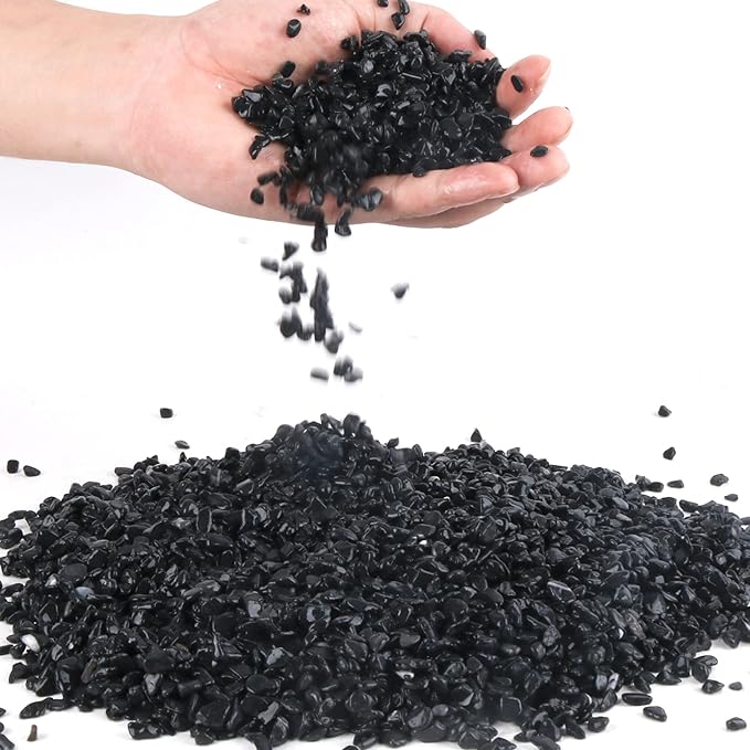 Anothera Stones for Plants, 3LB Smooth Natural Black River Rocks, Plant Aquarium Gravel Stones for Succulents Bonsai Terrarium Vase Fillers Fish Tank Indoor Outdoor Garden Decor（6-9 mm）