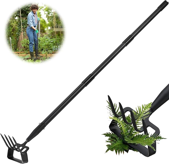 Garden Hoe for Weeding, 73 inch Long Handle Stirrup Hoe Garden Tool Heavy Duty Manual Weeders Scuffle Cultivator Hoe for Digging, Loosening Soil