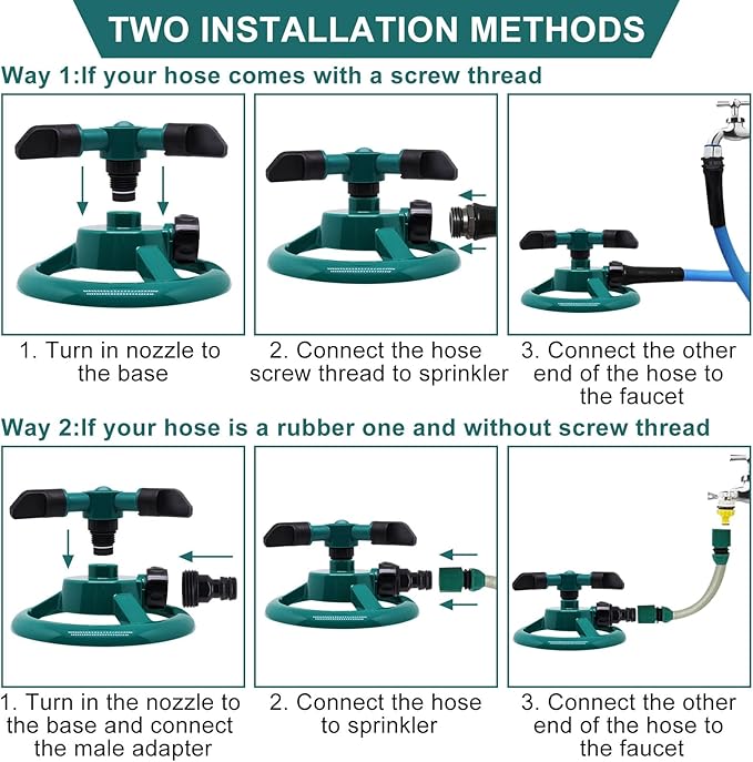 Sprinklers for Yard, Automatic 360° Rotating Lawn Sprinkler, Garden Water Sprinklers for Lawn, Large Area Coverage Lawn Irrigation System, Yard Sprinklers for Lawns and Gardens Plant, 1Pcs