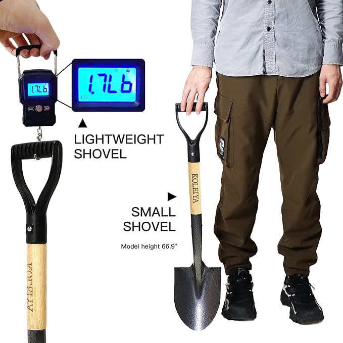 Small Shovel,Short Handle Shovel,Overall Length 28 Inches,Kids Shovels for Digging,Shovels for Gardening,Metal Sand Shovel, Metal + Wooden