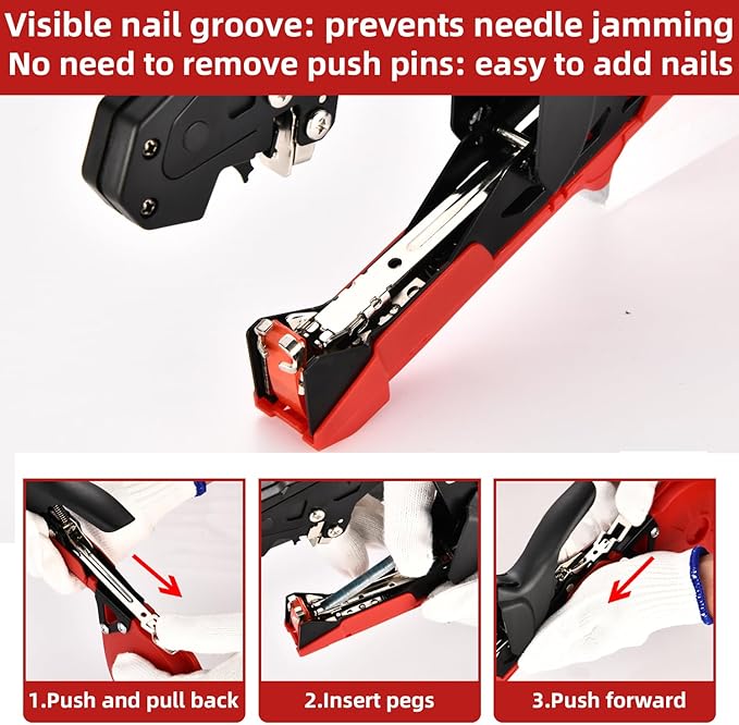 Suca Plant Tying Machine, Lightweight Plant Tying Tape Tool to Tie Up Vine Quickly, Plant Tie Tapener Gun with Tapes and Staples, Red
