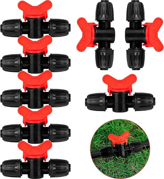 8pc 1/2 inch Irrigation Fittings ANTI-DROP Drip Irrigation Valve,Lock Barbed Valve For (1/2" ID x0.6-0.63" OD) Drip Tubing Anti-Drop Drip Irrigation Fittings