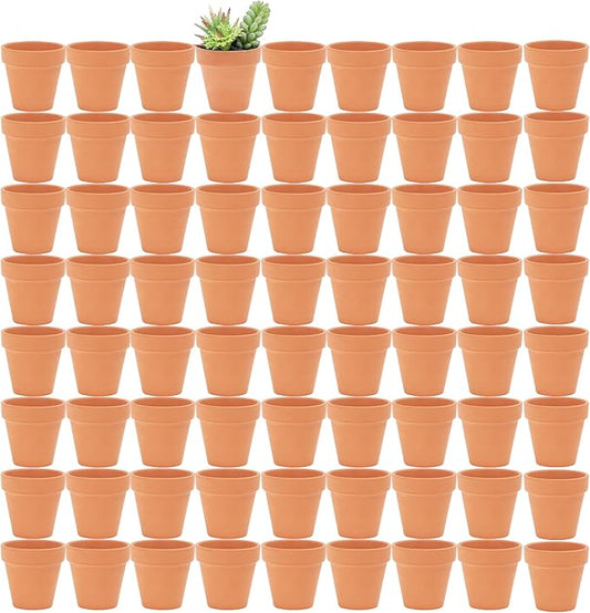 Yishang 2.5 inch Terracotta Pots with Drainage Holes,Small Mini Clay Ceramic Pottery Planter,Cactus Flower Terra Cotta Pots,Succulents Nursery Pots for Indoor/Outdoor Plants,Crafts,Wedding-72 Pack