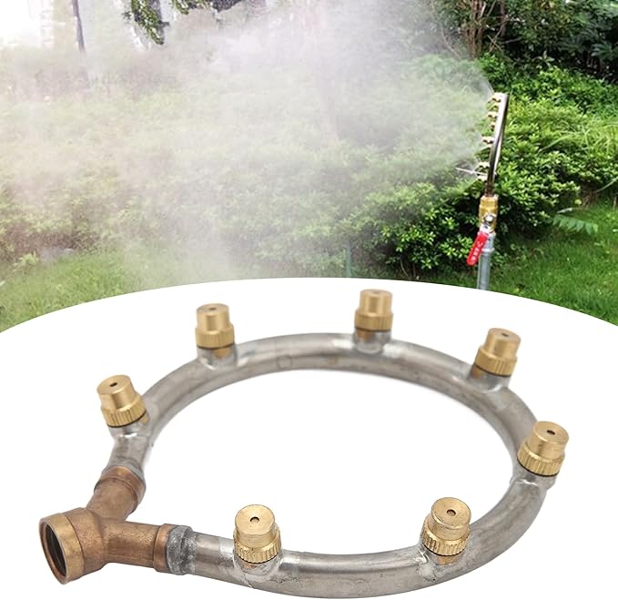 Multifunctional Annular Nozzle, G3/8 Female Thread Multi Head Ring Shaped Atomizing Nozzle, Rotating Nozzle for Garden Agricultural Irrigation(7 Heads Heart Shape)
