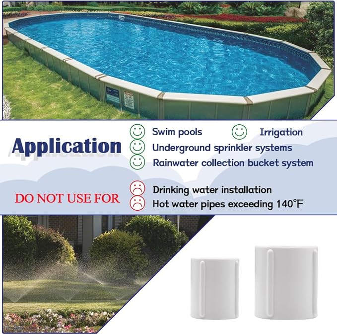 9PCS 1 Inch Double Female Threaded White PVC Adapter Fittings Female to Female Thread Coupling Pipe Fitting Connector for Garden Works HE025-1