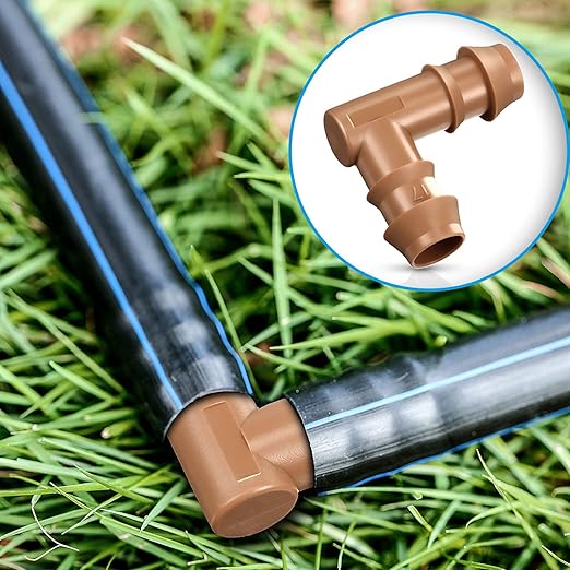 Outus 36 Pieces Drip Irrigation Fittings Kit 1/2 Inch Tubing Fitting Set includes 9 Tees, 9 Couplings, 9 Elbows and 9 End Cap Plugs Drip Barbed Connectors for Compatible Drip or Sprinkler Systems