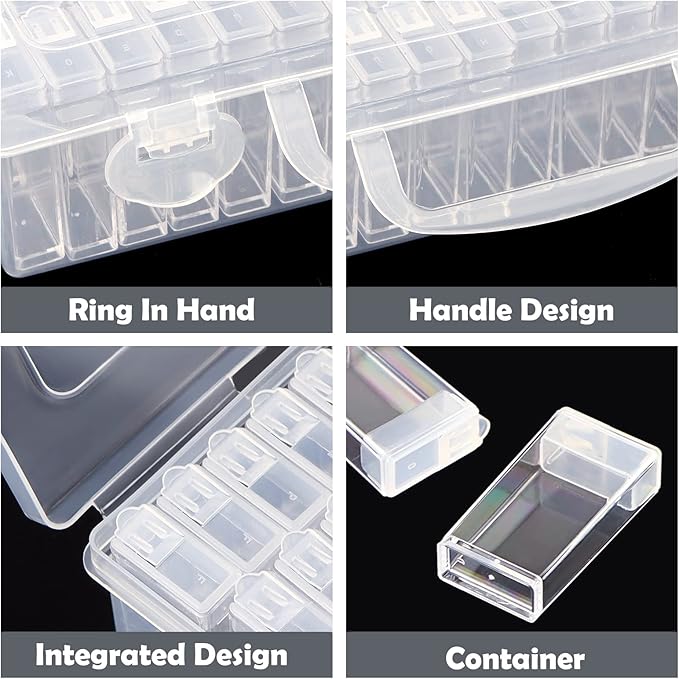 64 Slots Plastic Seed Storage Box Organizer with Label Stickers(seeds not included), Seed Container Storage use for Flower Seeds,Vegetable Seeds, Clover Seeds, Basil Seeds, Tomato Seeds