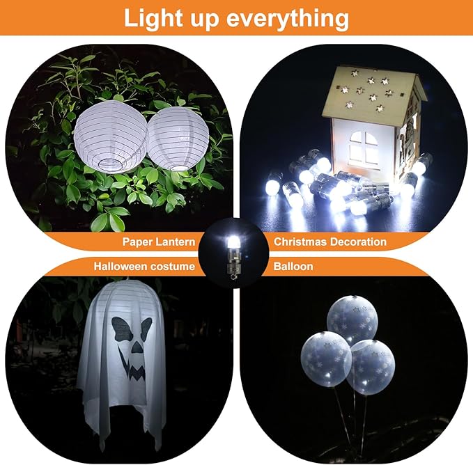 SumDirect Pack of 12/30/50/100 Colorful LED Mini Non-Blinking Lights for Paper Lanterns Balloons Floral Wedding Halloween Christmas Party Decoration Centerpieces (30, White)