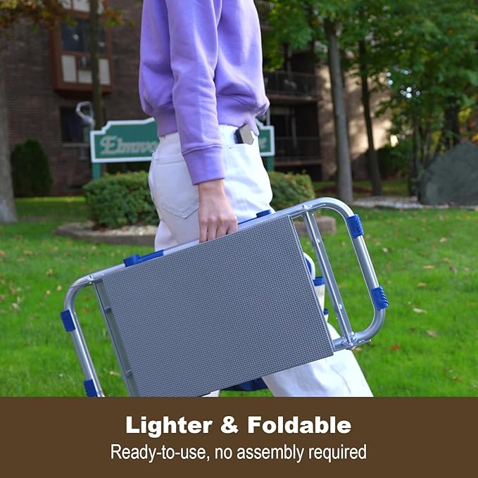 K5 Foldable Garden Kneeler Seat Heavy Duty (Detachable Cloud Kneeler Pad) Garden Stool - 2 Large Capacity Garden Tool Bags with Pockets - Portable Garden Bench for Indoor and Outdoor