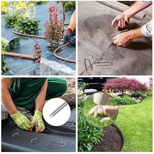 50 Pack 4 Inch Landscape Staples, Heavy Duty Garden Stakes Galvanized Garden Staples Pins, Anti-Rust Ground Stakes for Weed Barrier, Irrigation Tubing, Yard Lawn, Landscape Fabric
