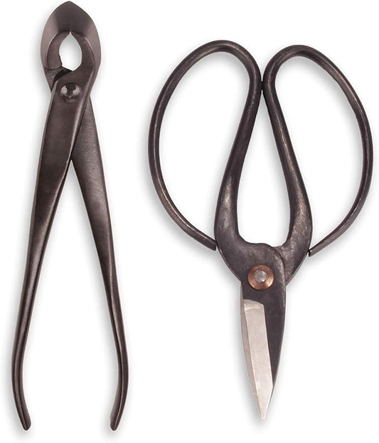 BambooMN Bonsai Basics Set - 8" Concave Cutter, 7" Heavy Duty Shear - 3 Sets