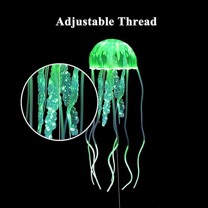 Lpraer 6 Pieces Glow Aquarium Ornaments Artificial Glow Floating Jellyfish Seahorse Anemones Silicone Simulation Fish Tank Decorations for Fish Tank