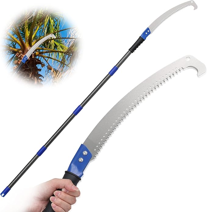 Manual Pole Saw for Tree Trimming, 10FT Pole Saw with Adjustable Rods for Trimming Tree Branches, Long Pole Pruning Pole Saw Hand Saw Cutter Pruner for Yard Garden Patio