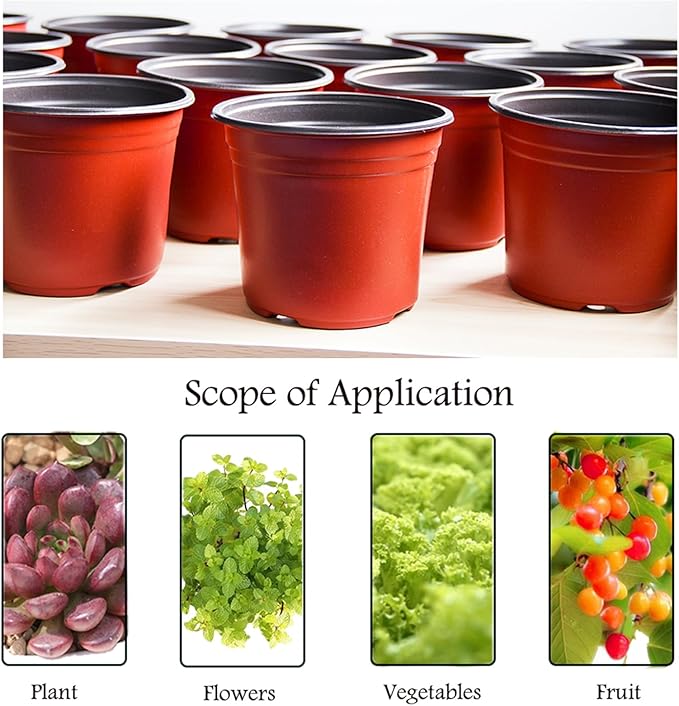 4 Inch 200 Pack Plastic Nursery Pots with Drainage Holes,Plastic Seed Starting Pots Come with 200 Pcs Labels, Reusable Seedling Flower Plant Container for Succulents, Seedlings, Transplanting