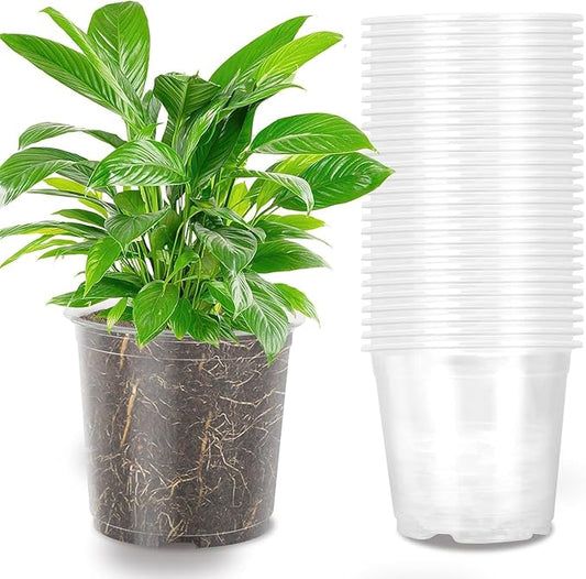100 Pack 3 Inch Clear Nursery Pots Variety Pack, Clear Plastic Nursery Pot for Plants, Durable Seed Starting Pot with Drainage Holes, Flexible Transparent Pot