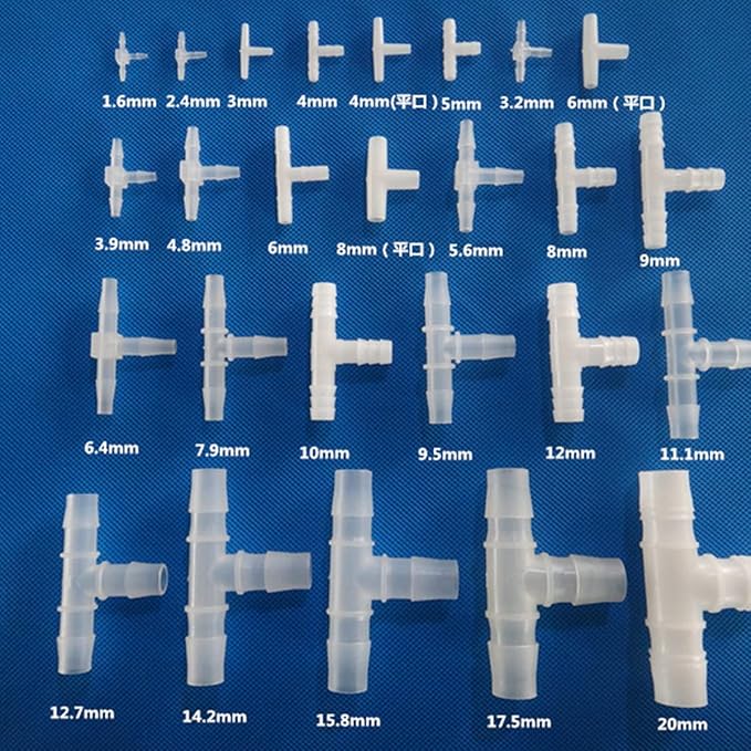 Unifizz T - Piece Hose Equal Paths Tube Accessories,6.4mm Equal Paths Plastic Hose Tube Connector For Cooling Watering Irrigation, Transparent, 10Pcs