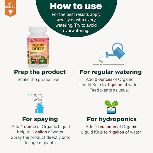 Liquid Seaweed Fertilizer for Aroid Plants - 32 oz - Maximize Aroids' Leaf Size and Health