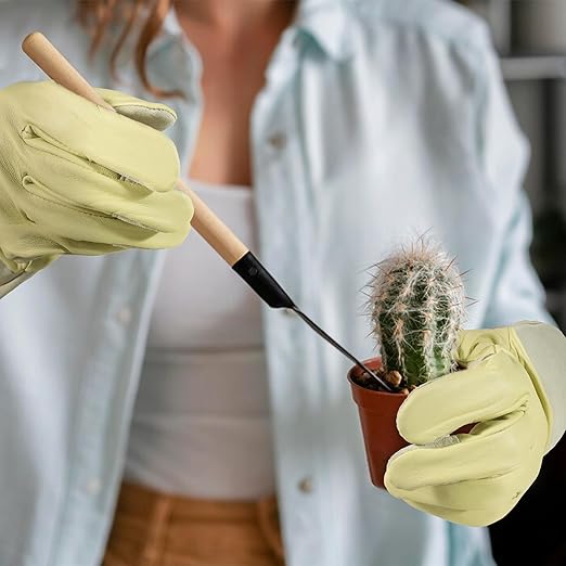 HLDD HANDLANDY Long Gardening Gloves for Women Ladies Protective Work Gloves Rose Pruning Garden Gloves for Yard & Outdoor Work, Light Yellow, L