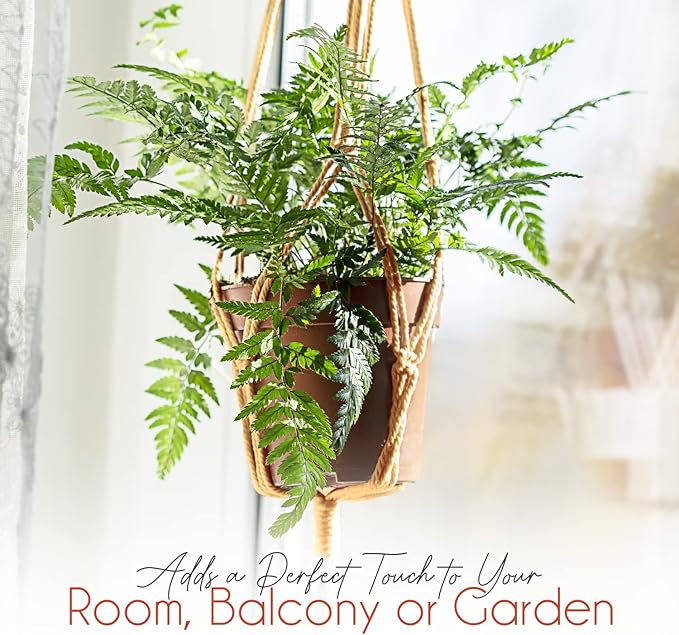 Macrame Plant Hangers - 6 Pack, Brown, Indoor/Outdoor, 11.9 lbs Capacity, Ready to Hang