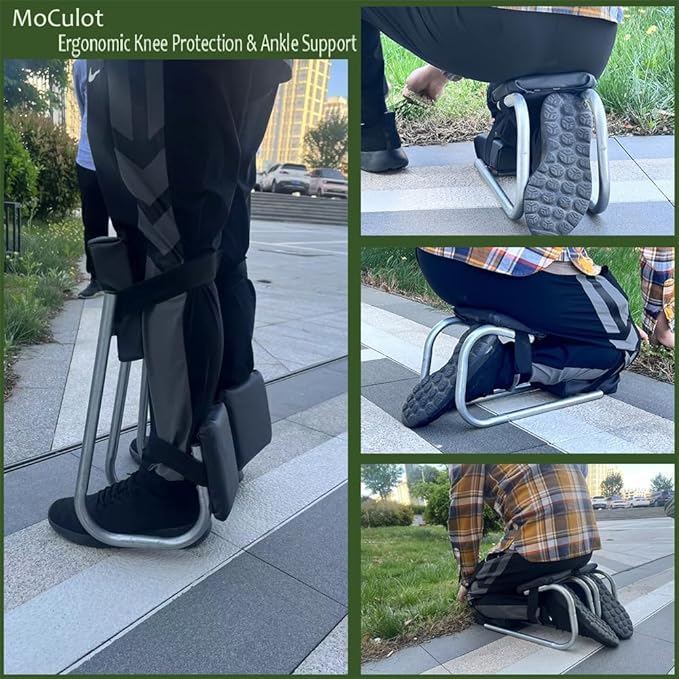 New Knee Seat for Gardening, Protecting Knees, Labor-Saving Tools for Farm Work, Strap on Kneeling Device for Garden (2PC-Silver)