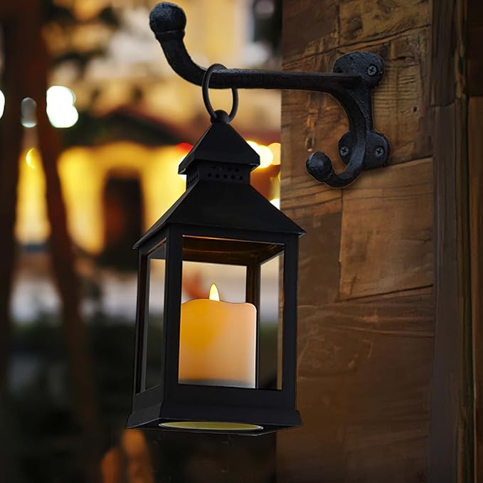 Vintage Lantern Decorative LED Flickering Flameless Candle with Timer, Battery Powered LED Decorative Hanging Lanterns for Indoor Outdoor Garden Yard Home Decor(1 Pack)