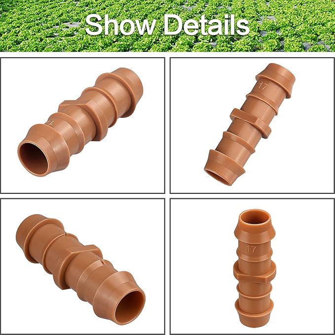 20 Pieces Drip Irrigation Fittings Coupling Connectors for 1/2" Tubing, Drip Barbed Couplers for 1/2 Inch Irrigation Tubing (0.600" ID), Drip Line Couplings for Drip Sprinkler Garden Systems