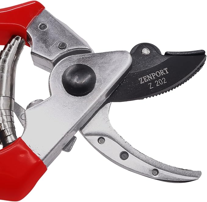 Zenport Z202 Heavy Duty Pruner, Cut-n-Hold, Red Handles, 8-Inch
