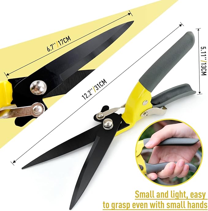 Upgraded Grass Shears, Hand Grass Clippers, Grass Trimming Shears for Garden, Lawn Edges