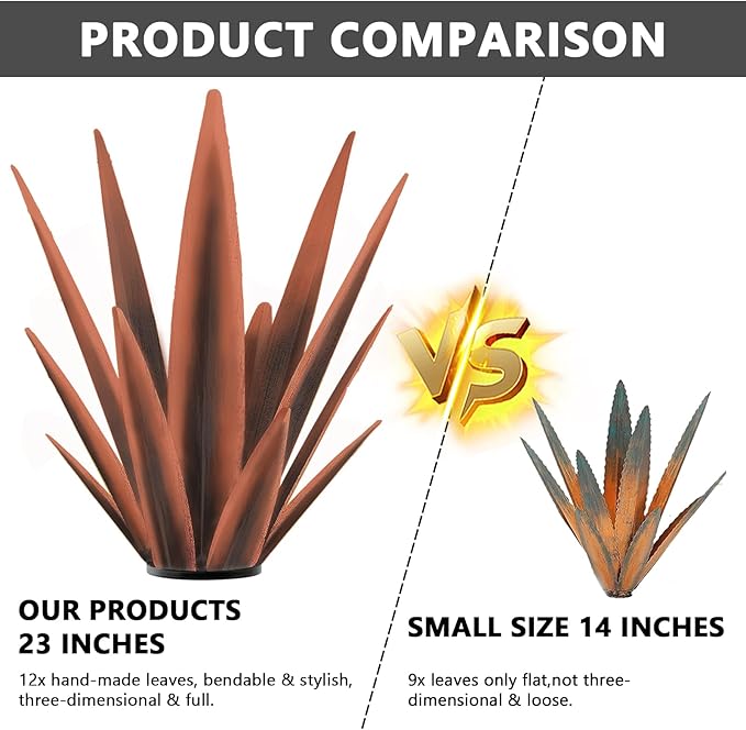 Enlarge Metal Plants Tequila Rustic Sculpture, Outdoor Patio Yard, Home Decor Hand Painted Agave Garden Statue, Outdoor Lawn Ornaments Yard Stakes for Mom Gift (1 Large coppery)