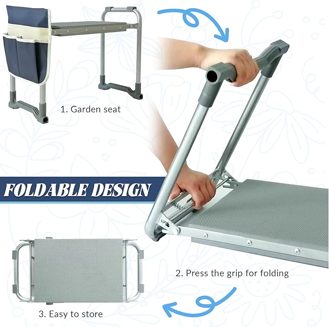 Garden Kneeler and Seat,2-in-1 Foldable Kneeling Pad and Stool with Thicken & Widen Soft Kneeling Pad,Wear-Resistant Prevent Knee and Back Pain reat, Gardening Gifts for Women and Men (A)